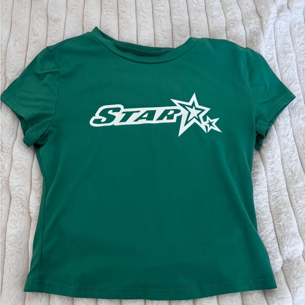 SHEIN Green Star Short Sleeve Tee